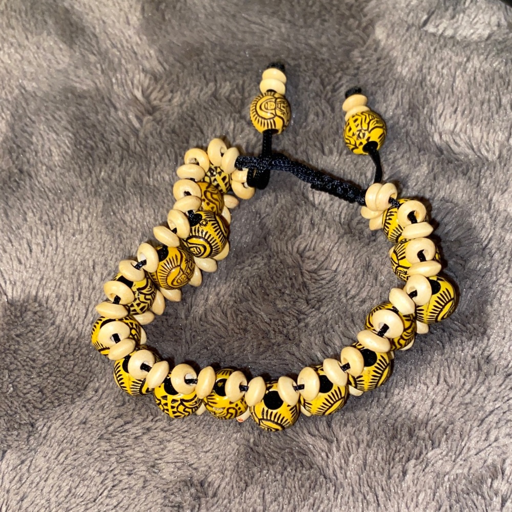Yellow and Cream Beaded Bracelet